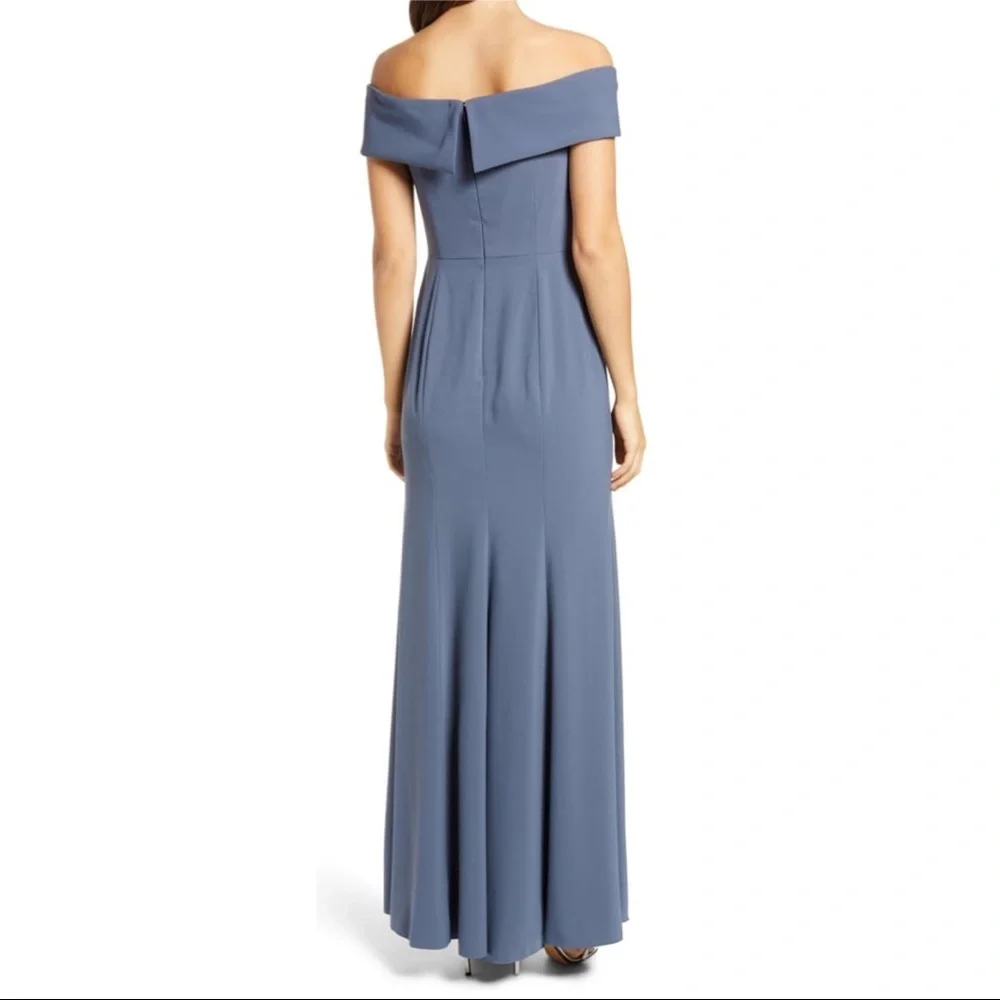 Dessy Collection Off the Shoulder Crepe Gown - Picture 4 of 5